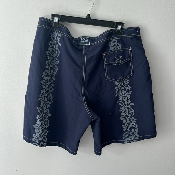 Ralph Lauren Polo Sport Navy Hibiscus Print Swim Trunks Sz 38 - Picture 5 of 5